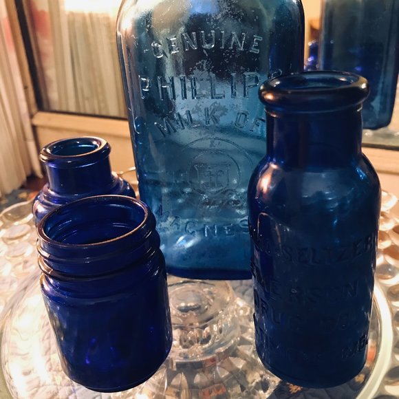 Vintage Cobalt Blue Medical Bottles (5) - Picture 6 of 15